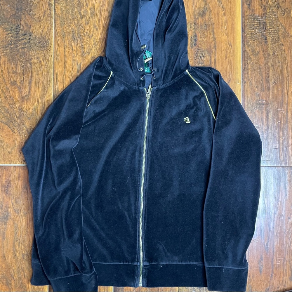 Ralph Lauren Black Velour Hoodie